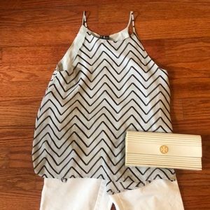High Neck Zig Zag Patterned Top